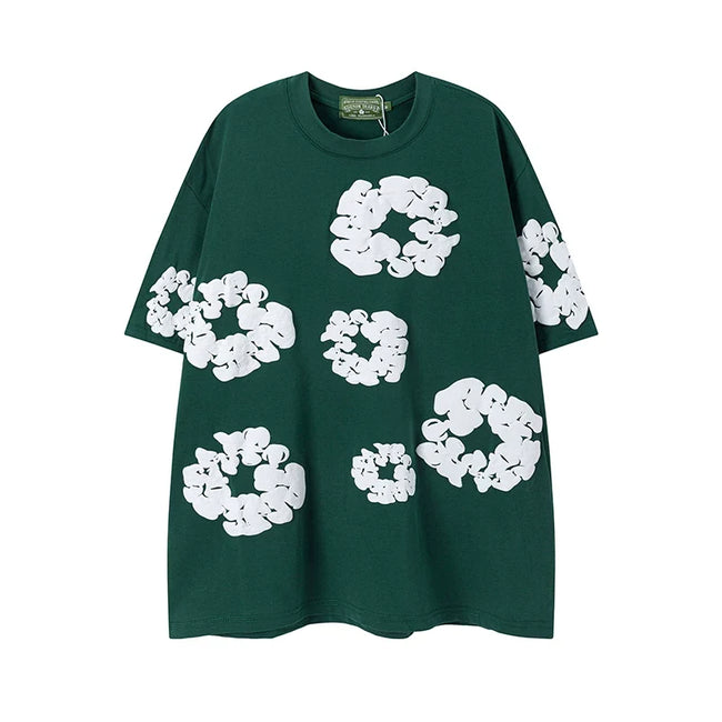 Denim Tears Green All‑Over Cotton Wreath Print T‑Shirt Hover Image