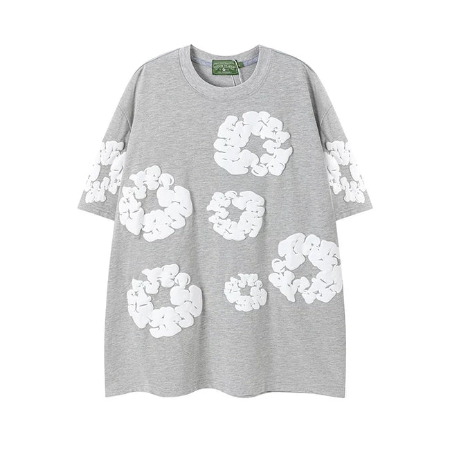 Denim Tears Heather Grey All‑Over Cotton Wreath Print T‑Shirt Hover Image