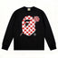BAPE Style Heart & Rose Ape Head Long-Sleeve Tee - Black/Red-White