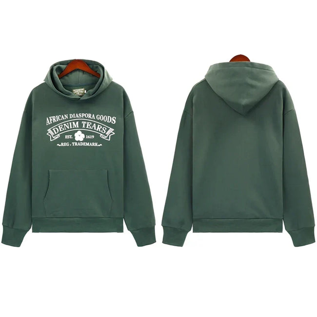 Denim Tears Muted Army Green Vintage Gothic Letter Print Hoodie Hover Image