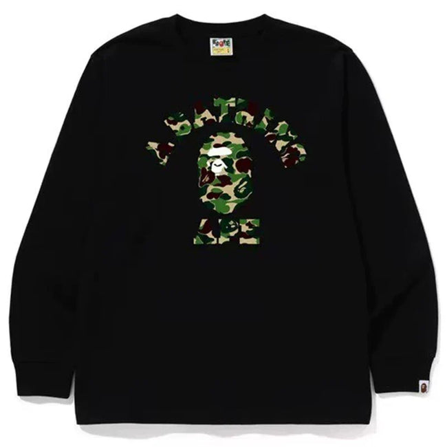 BAPE Style Arch Logo Camo Ape Head Long-Sleeve Tee - Black/Green Hover Image