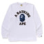 BAPE Style Collegiate Arc Logo & Camo Ape Head Long-Sleeve Tee - White/Blue