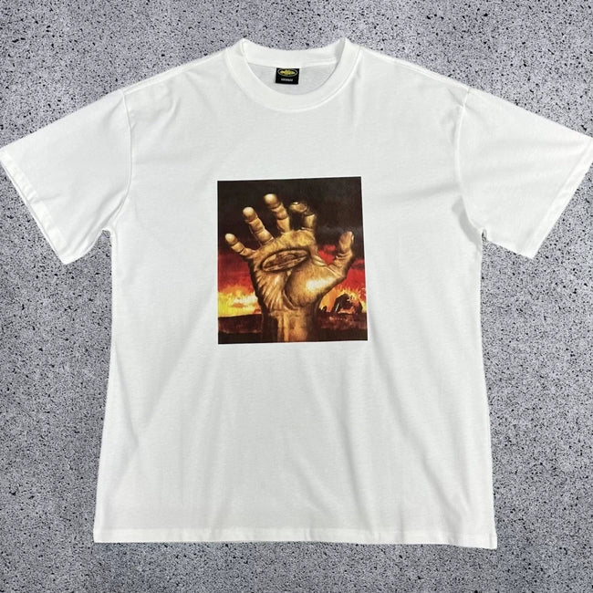 Corteiz Fiery Hand Graphic Tee – White Hover Image