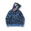 BAPE    Fall Winter Shark Blue Camo Full‑Zip Hoodie