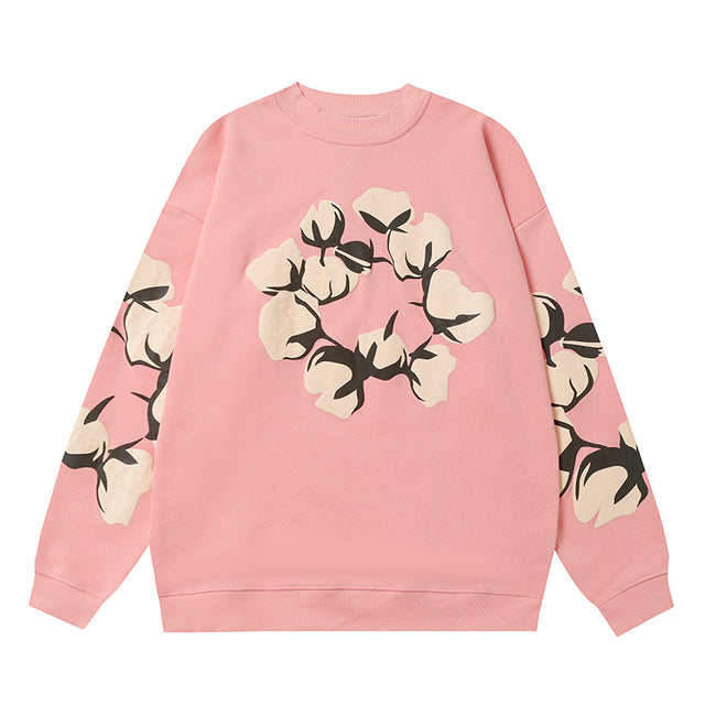 Denim Tears Pink Crewneck Sweatshirt Front Flower Wreath Hover Image